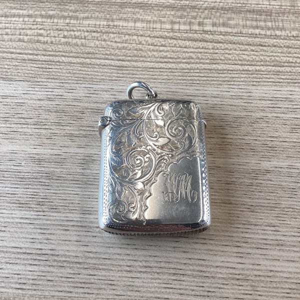 Antike Viktorianische Jugendstil Sterling Silber Vesta Koffer Birmingham 1897