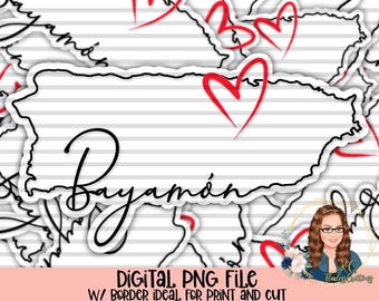Bayamon Puerto Rico Island Naklejka Cyfrowy plik sublimacji PNG