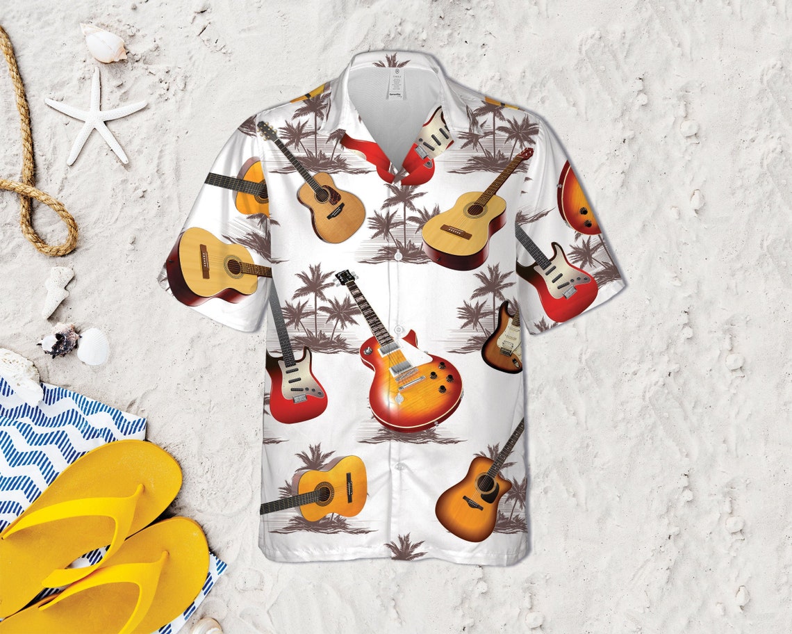 Guitars Tropical Hawaiian Shirt Guitar Lovers Aloha Shirt Etsy