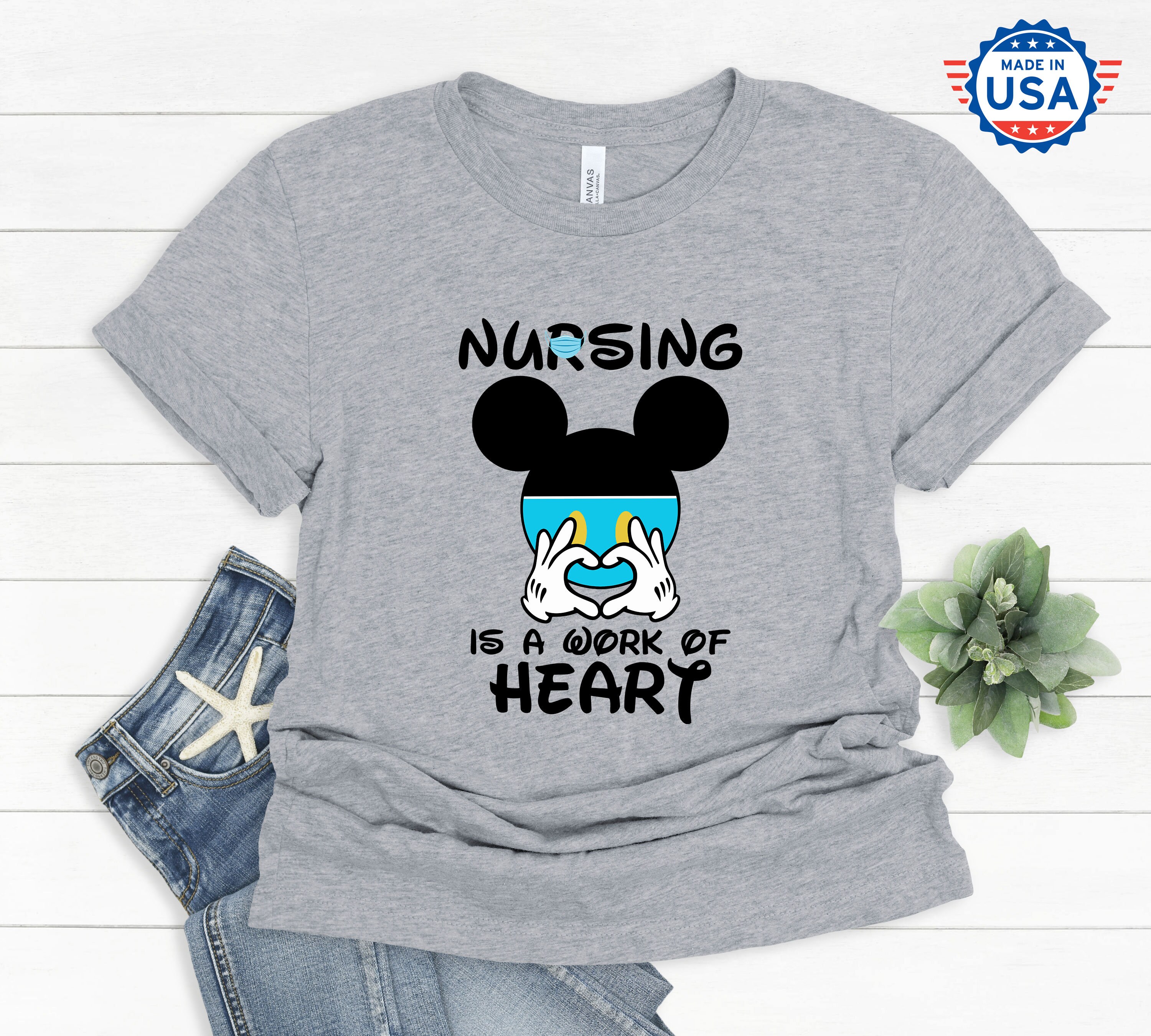 Disney Nurse Shirt Nursing Is A Work Of Heart Masks Wearing Etsy