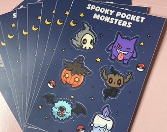 Spooky Pokémon inspired cutie sticker sheet