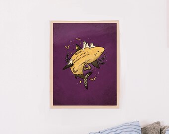 Ouija board shark letter size art print