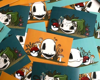 Pokémon starter skulls 4x6 prints