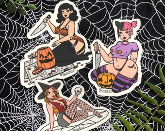 Halloween pin-up babe stickers