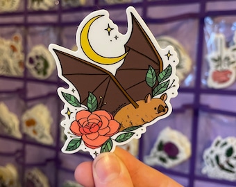 Floral bat spooky cute  3” sticker