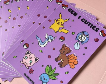 Gen 1 Pokémon inspired cutie sticker sheet