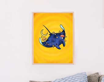 Cosmic manta ray letter size art print