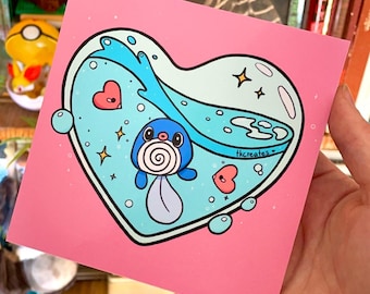 Poliwag water type heart mini square print 5x5 inch