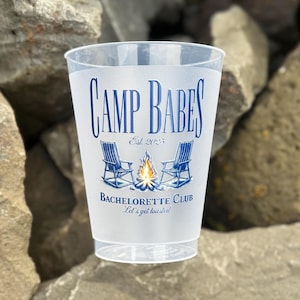 Camp Bachelorette Party Cups: Frosted 16oz, Camp Babes Design