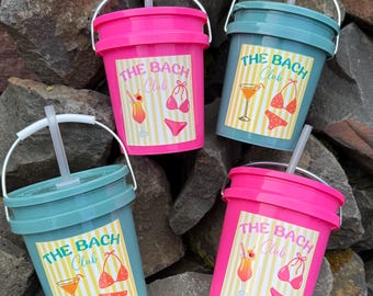 The Bach Club Mini Bucket with Straw | Bachelorette Party Cups | Mini Drink Bucket | Bach Weekend Favors | Bridal Party Gifts