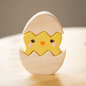 Spring Chicken Wooden stacking puzzle,  nursery, playroom, Easter decor, Handmade wood toy