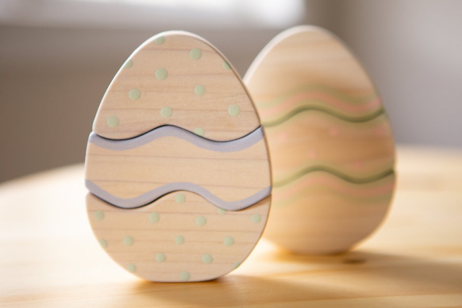 Easter Egg Wooden puzzle and stacking toy Handpainted Etsy