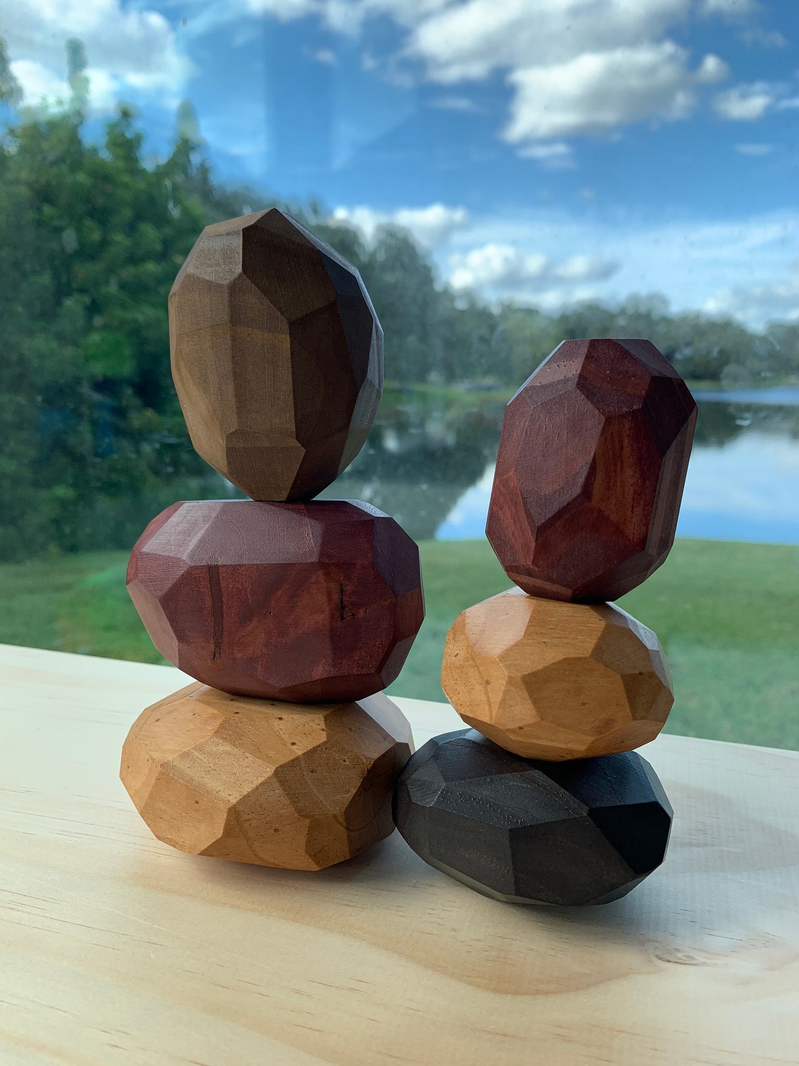 Wooden Stacking Stone Balancing Block Set, Openended Building Blocks