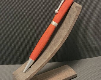 Hand Turned wood Pen Redheart with Satin Chrome