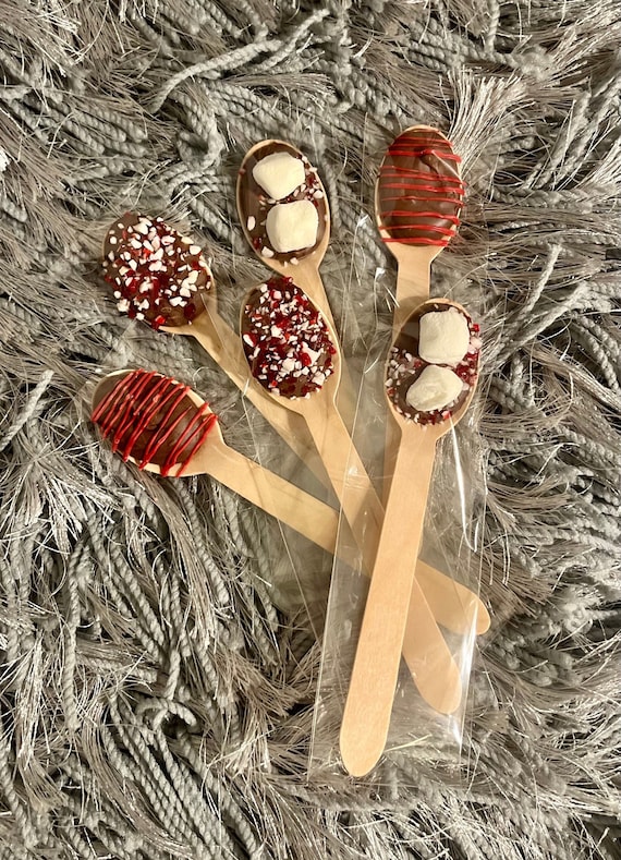 Hot Cocoa Milk Chocolate Spoons – Set of 12 | Hot Chocolate Stirrers, Holiday Gifts, Christmas Party Favors, Stocking Stuffers, Teacher Gift