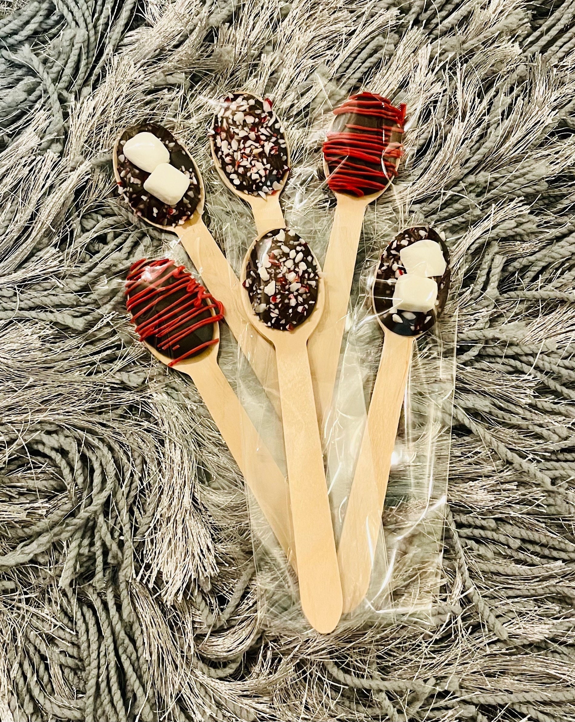 Hot Chocolate Stirrers with Marshmallow, Edible Milk and Dark Chocolate  Spoons, Individually Wrapped and Update Version Made with Belgium  Chocolate, 3