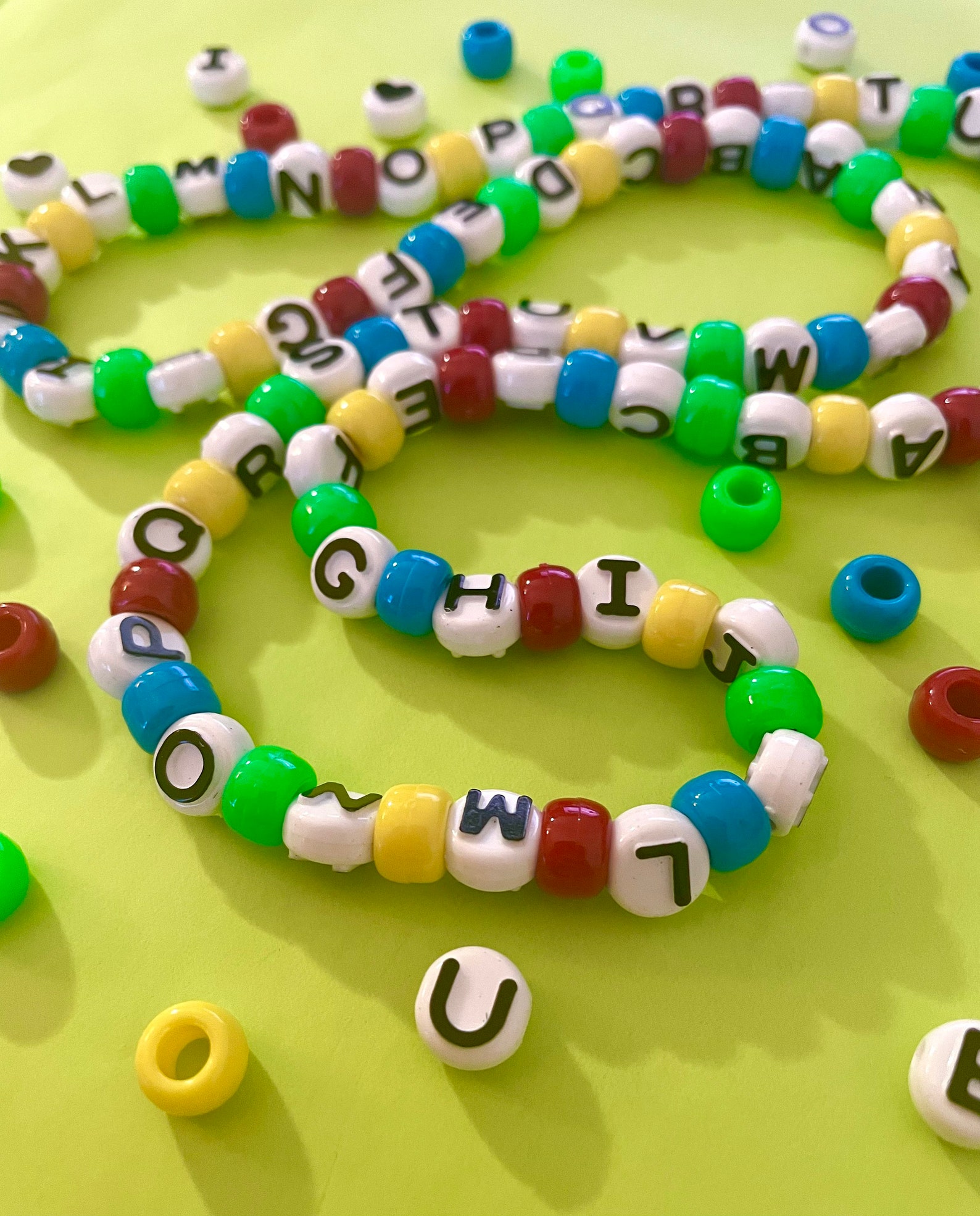 Alphabet Soup Kandi Necklace Primary Color Kidcore Beaded Etsy Uk