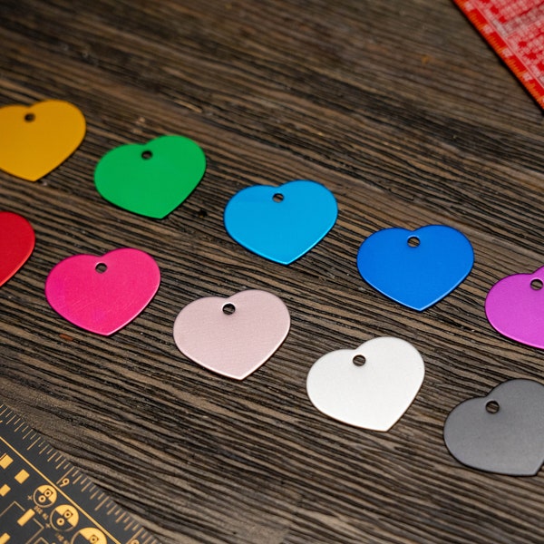 Heart Shaped Pet ID Tags - Up to 8 Lines of Custom Engraving