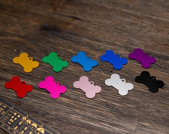 Etiquetas de identificación para mascotas con forma de hueso: hasta 8 líneas de grabado personalizado