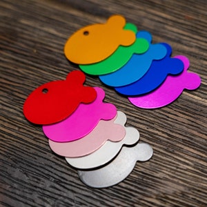 Fish Shaped Pet ID Tags - Up to 8 Lines of Custom Engraving