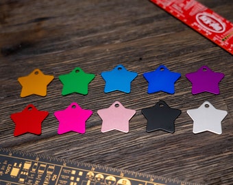 Etiquetas de identificación para mascotas con forma de estrella: hasta 8 líneas de grabado personalizado