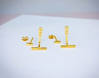 Dainty Gold Bar Earrings, Stud Earring, Staple Earrings, Minimalist Earrings, Double Bar Earrings, valentines gift, trending earrings