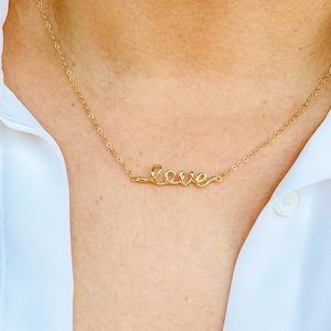 Gold Love Necklace, Love Necklace Gift for Women, trending Necklace, Wedding Gift, Mothers Day, valentines gift