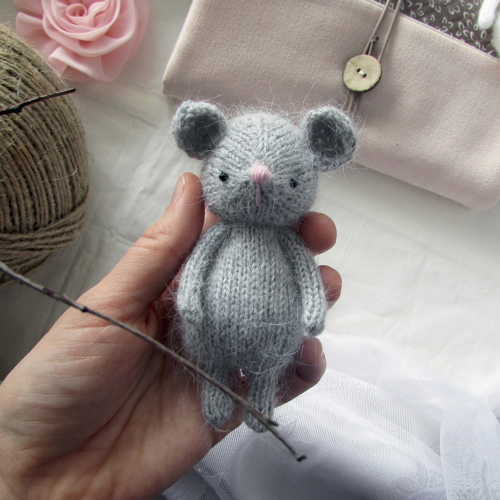 Knitting Pattern Mouse Toy little diy pdf digital tutorial Etsy