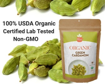 ORGANIC Cardamom Pods, Jumbo Green Fresh Seeds 16oz, Non-GMO, Gluten Free, Queen of all Spices, Free Shipping