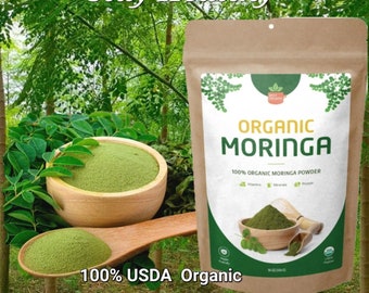 Organic Moringa Leaf Powder: USDA Certified, 16oz