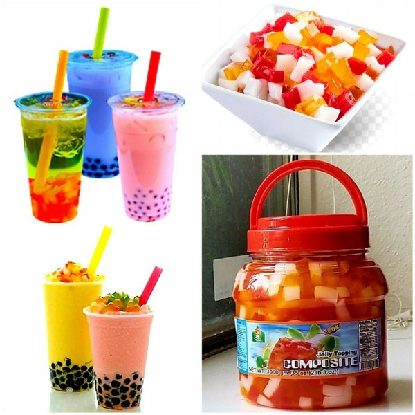 Bubble TEA Toppings, Composite Jelly Topping for Bubble Boba Milk Tea Fat Free Fruit Konjac, Free Shipping