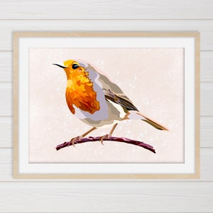 Robin bird wall art, bird art, digital art, winter bird, nature lover, animal lover, gift, Robin gift, gift for her, download, wall art