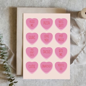 Valentijnskaart, jubileumkaart, trouwkaart, gespreksharten, liefdesharten, romantiek, vriendin, verloofde, galentines, fysieke kaart