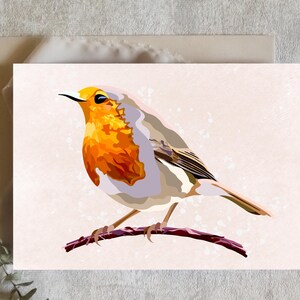 Carte de voeux, carte rétro, rouge-gorge, carte drôle, carte physique, carte de voeux, carte mignonne, pop art, carte d'amour, design rétro, original