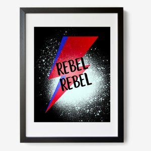 David Bowie print, rebel rebel, digital download print, traditional style, wall art