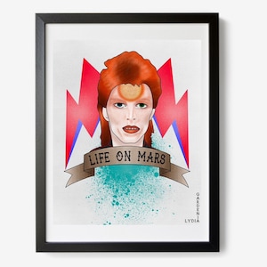 David Bowie print, life on mars, digital download print, traditional style, wall art
