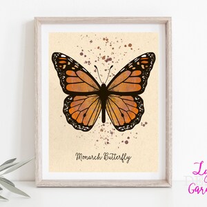 Butterfly wall art, digital art, entomology, nature lover, animal lover, gift, gift for her, butterfly painting, monarch butterfly, art gift