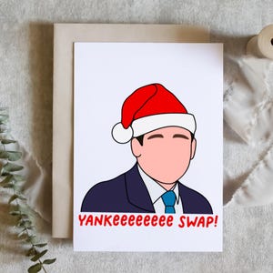 Christmas card, the office, Michael Scott, yankee swap, funny card, physical card, greetings card, cute card, dwight schrute, the office tv