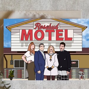 Biglietto Schitts Creek, motel bocciolo di rosa, rosa David, rosa Alexis, rosa Moira, rosa Johnny, ew, biglietto divertente, compleanno, biglietto fisico, santo schitt