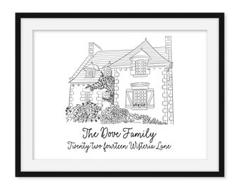 Custom artwork of your home, wedding gift, physical art print, first home gift, house warming gift, anniversary gift, drawing of your home