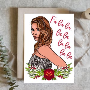 Carte de Noël de Schitts Creek, Alexis rose, fa la la la, un peu alexis, saint schitt, carte drôle, félicitations festives, carte physique