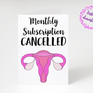 Hysterectomy card, uterus card, digital download, greetings card, girls, bestie, friends, get well soon, monthly subscription cancelled