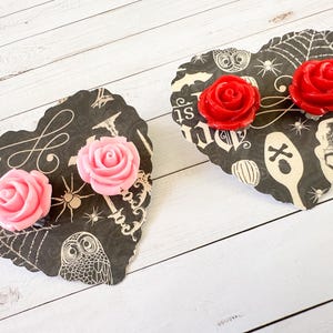 Clip on rose earrings, girly earrings, costume jewelry earrings, clip on earrings, flower earrings, kids earrings, stocking stuffer,  kids