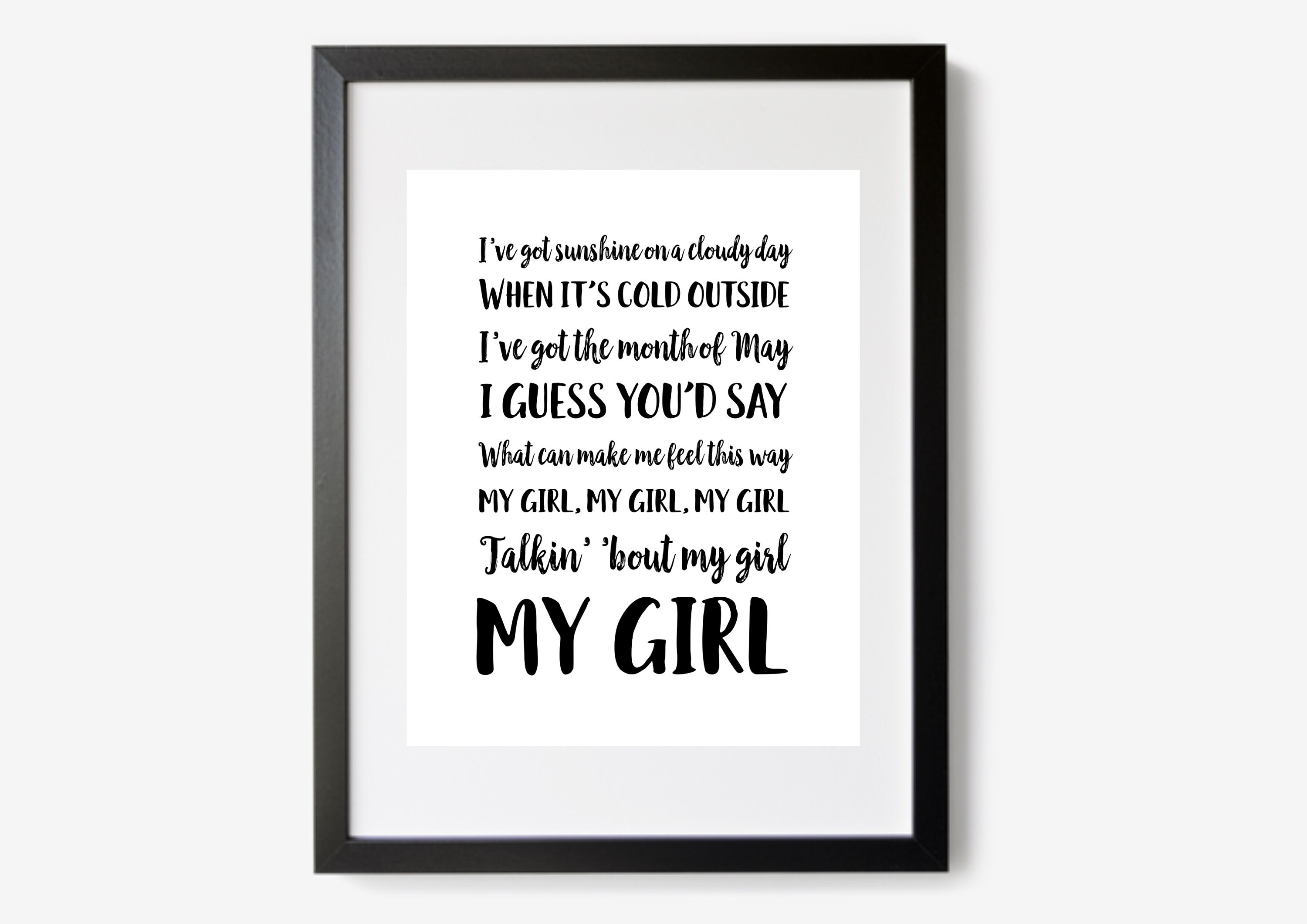 The Temptations Print, My Girl Lyrics, Digital Download Print