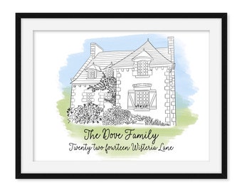 Custom artwork of your home, wedding gift, physical art print, first home gift, house warming gift, anniversary gift, drawing of your home