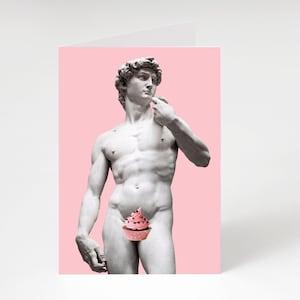 Geburtstagskarte, David-Statue, physische Karte, Grußkarte, Mädchen, Bestie, lustige Karte