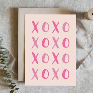 Carte de Saint-Valentin, carte d'anniversaire, carte de mariage, carte xoxo, amour, romance, petite amie, fiancé, carte rose, galentines, téléchargement numérique, carte
