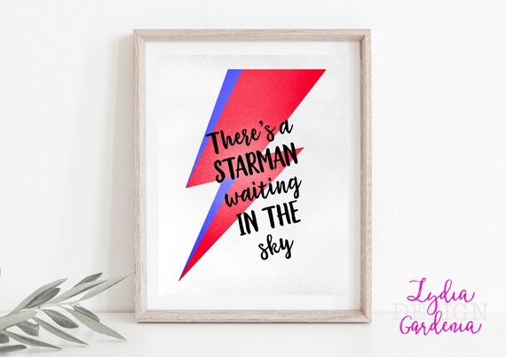 David Bowie Print, Theres a Starman Waiting in the Sky