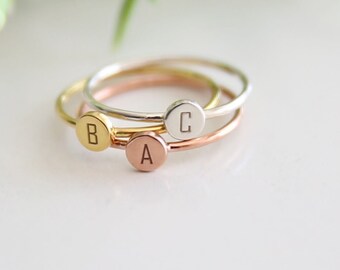 Initial Ring,Personalized Stacking Ring,Dainty Letter Ring,Custom İnitial Jewelry,QW23