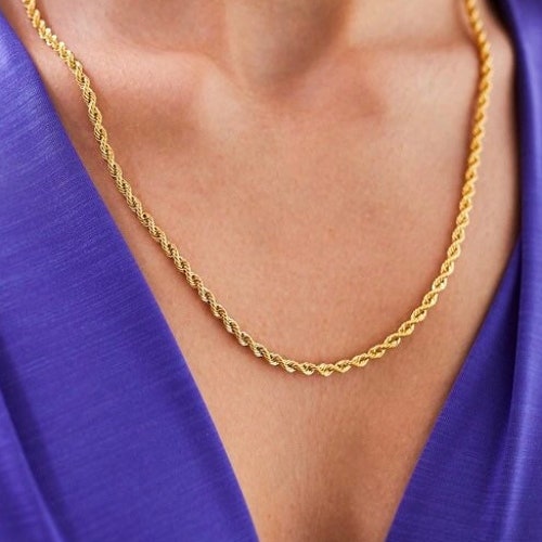 14k Gold Singapore Twist Chain Necklacegold Filled Chain Etsy